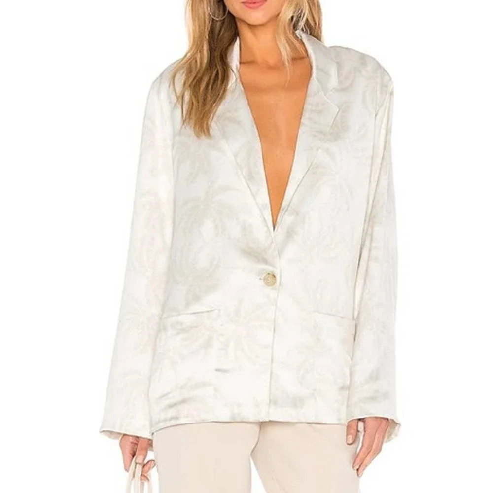 ATM Anthony Thomas Melillo Women Printed Satin Single Breasted Blazer XS NWT v6x